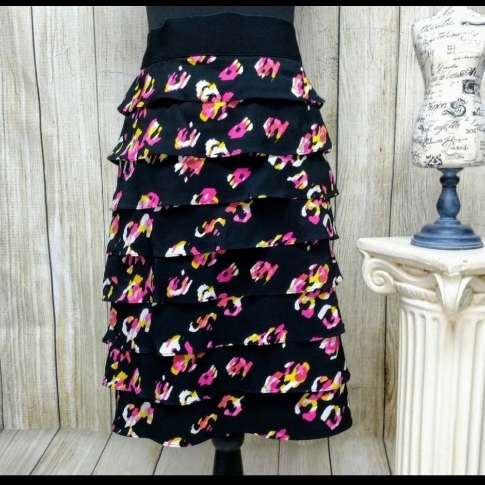 Alfani Skirt Black, Pink, Yellow Floral Size 10!